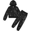 imageLOLANTA 2Pcs Girls Dance Outfits Cropped Sequin Jacket Pants Set Kids Hip Hop Dance Costumes for 80s 90s Party 515 YearsBlack