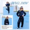 imageLOLANTA 2Pcs Girls Dance Outfits Cropped Sequin Jacket Pants Set Kids Hip Hop Dance Costumes for 80s 90s Party 515 YearsBlack