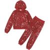 imageLOLANTA 2Pcs Girls Dance Outfits Cropped Sequin Jacket Pants Set Kids Hip Hop Dance Costumes for 80s 90s Party 515 YearsRed
