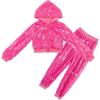 imageLOLANTA 2Pcs Girls Dance Outfits Cropped Sequin Jacket Pants Set Kids Hip Hop Dance Costumes for 80s 90s Party 515 YearsRosered