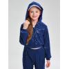 imageLOLANTA 2Pcs Girls Dance Outfits Cropped Sequin Jacket Pants Set Kids Hip Hop Dance Costumes for 80s 90s Party 515 YearsRoyalblue