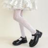 imageLOLANTA Girls Lace Tights Kids Sheer Patterned Fishnet Stockings 2 Pack Hollow Dance PantyhoseBlack Wave White Wave