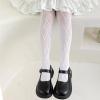 imageLOLANTA Girls Lace Tights Kids Sheer Patterned Fishnet Stockings 2 Pack Hollow Dance PantyhoseBlack Wave White Wave