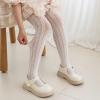 imageLOLANTA Girls Lace Tights Kids Sheer Patterned Fishnet Stockings 2 Pack Hollow Dance PantyhoseWhite Heart White Wheat