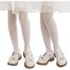 imageLOLANTA Girls Lace Tights Kids Sheer Patterned Fishnet Stockings 2 Pack Hollow Dance PantyhoseWhite Flowerwhite Heart