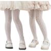 imageLOLANTA Girls Lace Tights Kids Sheer Patterned Fishnet Stockings 2 Pack Hollow Dance PantyhoseWhite Heart White Wheat