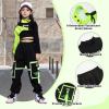 imageLOLANTA Girls Hip Hop Dance Clothes 3PCS Crop Top Cargo Pants Sets Active OutfitsBlack
