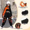 imageLOLANTA Girls Hip Hop Dance Clothes 3PCS Crop Top Cargo Pants Sets Active OutfitsOrange
