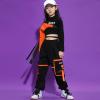 imageLOLANTA Girls Hip Hop Dance Clothes 3PCS Crop Top Cargo Pants Sets Active OutfitsOrange