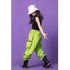 imageLOLANTA Girls Hip Hop Dance Clothes Streetwear Kids Cute Outfits Tank Cargo Pant SetsGreen