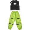 imageLOLANTA Girls Hip Hop Dance Clothes Streetwear Kids Cute Outfits Tank Cargo Pant SetsGreen