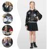 imageLOLANTA Girls Sequin Jacket Long Sleeve Kids Bomber Coats with Pockets Spring Fall Outfits for 415 YearsBlack