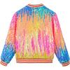 imageLOLANTA Girls Sequin Jacket Long Sleeve Kids Bomber Coats with Pockets Spring Fall Outfits for 415 YearsOmbreorangepink