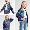 imageLOLANTA Girls Sequin Jacket Long Sleeve Kids Bomber Coats with Pockets Spring Fall Outfits for 415 YearsOmbrepurpleblue