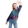 imageLOLANTA Girls Sequin Jacket Long Sleeve Kids Bomber Coats with Pockets Spring Fall Outfits for 415 YearsOmbrepurpleblue
