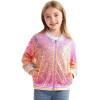 imageLOLANTA Girls Sequin Jacket Long Sleeve Kids Bomber Coats with Pockets Spring Fall Outfits for 415 YearsOmbrepurplepink