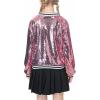 imageLOLANTA Girls Sequin Jacket Long Sleeve Kids Bomber Coats with Pockets Spring Fall Outfits for 415 YearsPink