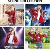 imageLOLANTA Girls Sequin Jacket Long Sleeve Kids Bomber Coats with Pockets Spring Fall Outfits for 415 YearsRed