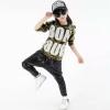 imageLOLANTA Kids Dance Costume Boys Girls Sequins Hip Hop Clothes 80s 90s Outfits Shiny Dress Up DancewearDark Gold