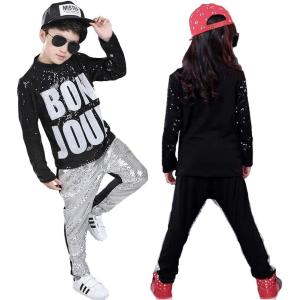 imageLOLANTA Kids Dance Costume Boys Girls Sequins Hip Hop Clothes 80s 90s Outfits Shiny Dress Up DancewearSilver