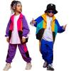 imageLOLANTA Boys Girls Color Block Jacket Track Pants Sets Hip Hop Dance Patchwork Clothes Unisex StreetwearBlueb