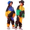 imageLOLANTA Boys Girls Color Block Jacket Track Pants Sets Hip Hop Dance Patchwork Clothes Unisex StreetwearGreen