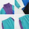 imageLOLANTA Boys Girls Color Block Jacket Track Pants Sets Hip Hop Dance Patchwork Clothes Unisex StreetwearPinegreen