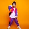 imageLOLANTA Boys Girls Color Block Jacket Track Pants Sets Hip Hop Dance Patchwork Clothes Unisex StreetwearPurple