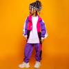 imageLOLANTA Boys Girls Color Block Jacket Track Pants Sets Hip Hop Dance Patchwork Clothes Unisex StreetwearPurple
