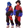 imageLOLANTA Boys Girls Color Block Jacket Track Pants Sets Hip Hop Dance Patchwork Clothes Unisex StreetwearRed