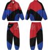 imageLOLANTA Boys Girls Color Block Jacket Track Pants Sets Hip Hop Dance Patchwork Clothes Unisex StreetwearRed