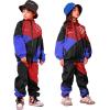 imageLOLANTA Boys Girls Color Block Jacket Track Pants Sets Hip Hop Dance Patchwork Clothes Unisex StreetwearRed