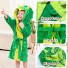 imageLOLANTA Boys Girls Hooded Flannel Bathrobes Kids Soft Sleepwear Dinosaur Dressing Gown GiftGreen