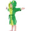imageLOLANTA Boys Girls Hooded Flannel Bathrobes Kids Soft Sleepwear Dinosaur Dressing Gown GiftGreen