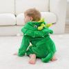 imageLOLANTA Boys Girls Hooded Flannel Bathrobes Kids Soft Sleepwear Dinosaur Dressing Gown GiftGreen