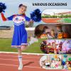 imageLOLANTA Girls Cheerleader Uniform Long Sleeve Cheerleading Dress Kids Halloween Costumes Party Outfit Christmas Gifts 513YBlue