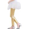 imageLOLANTA Girls Metallic Leggings Kids Stretchy Tights Ankle Length Shiny Dance PantsGold