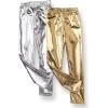 imageLOLANTA Girls Metallic Leggings Kids Stretchy Tights Ankle Length Shiny Dance PantsGold