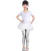 imageLOLANTA Girls Metallic Leggings Kids Stretchy Tights Ankle Length Shiny Dance PantsSilver