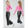 imageLOLANTA Girls Sequin Flare Pants Sparkle Bell Bottoms Kids Elastic Waist Glitter Disco Dance TrousersBlack