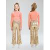 imageLOLANTA Girls Sequin Flare Pants Sparkle Bell Bottoms Kids Elastic Waist Glitter Disco Dance TrousersChampagne