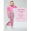 imageLOLANTA Girls Sequin Flare Pants Sparkle Bell Bottoms Kids Elastic Waist Glitter Disco Dance TrousersPink