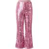 imageLOLANTA Girls Sequin Flare Pants Sparkle Bell Bottoms Kids Elastic Waist Glitter Disco Dance TrousersPink