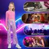 imageLOLANTA Girls Sequin Flare Pants Sparkle Bell Bottoms Kids Elastic Waist Glitter Disco Dance TrousersPurple