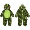 imageLOLANTA Toddler Dinosaur Animal Costume Unisex Baby Kids Flannel Hooded Romper Jumpsuit Dress Up OutfitTiedye Green