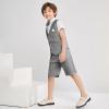 imageSummer Boys Suit Dress Clothes Kids Wedding Ring Bearer Outfit 4Pcs Shirt Vest Shorts SetDark Grey