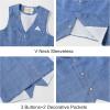 imageSummer Boys Suit Dress Clothes Kids Wedding Ring Bearer Outfit 4Pcs Shirt Vest Shorts SetDeep Blue
