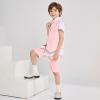 imageSummer Boys Suit Dress Clothes Kids Wedding Ring Bearer Outfit 4Pcs Shirt Vest Shorts SetPink