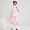 imageSummer Boys Suit Dress Clothes Kids Wedding Ring Bearer Outfit 4Pcs Shirt Vest Shorts SetPink