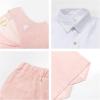 imageSummer Boys Suit Dress Clothes Kids Wedding Ring Bearer Outfit 4Pcs Shirt Vest Shorts SetPink